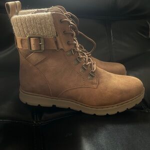 Sonoma Brown Combat Boots with Knit Cuff